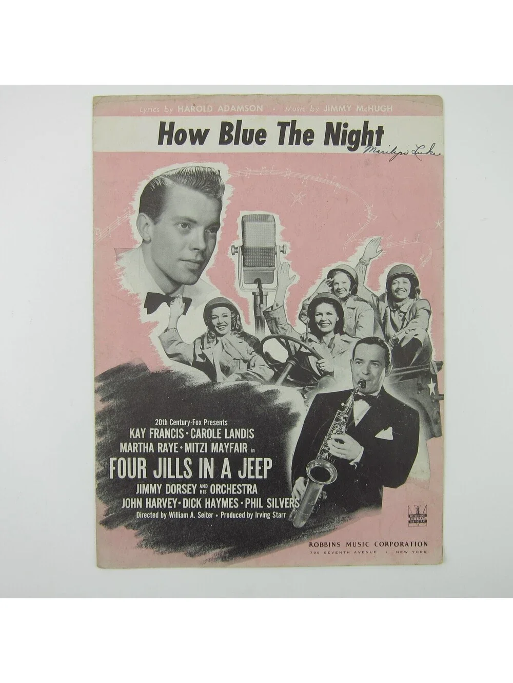 Sheet Music How Blue The Night Four Jills In A Jeep Jimmy Dorsey Vintage 1944